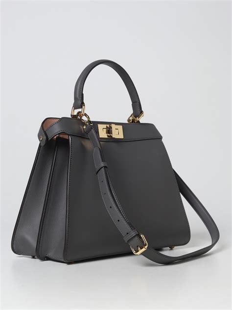 charcoal grey calfskin handbag fendi|Fendi.